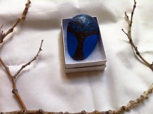 Tree Silhouette Painted Rock May 2016