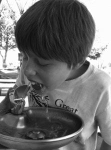 Thomas Drinking Water from Fountain March 2015